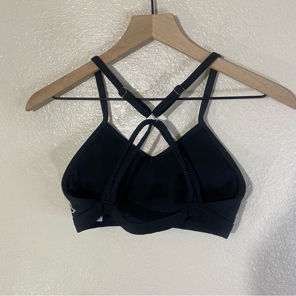 Bombshell Sportswear BRAID BACK Silver Ring Sexy SPORTS BRA in Black Fit Size S - Picture 7 of 9